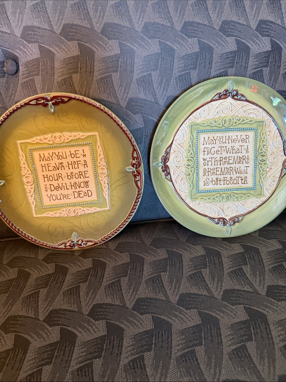 VTG Irish Celtic Blessings plates - Green and Olive